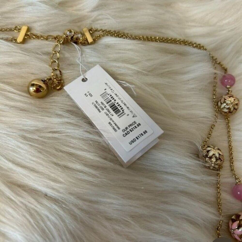 Kate Spade "At First Blush" Double Stranded Floral Necklace Pink/ Gold - Picture 8 of 9